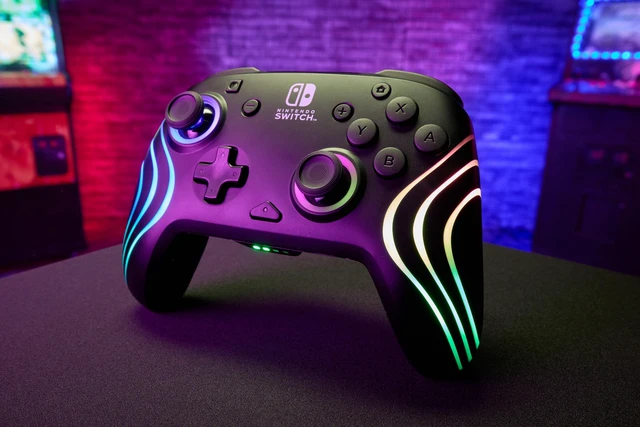 Alt view image 8 of 12 - Afterglow Wave Wireless RGB Gaming Controller for Nintendo Switch 2 | Nintendo Switch Lite, OLED, RGB LED Lighting, App Customization, Rechargeable 20-Hr Battery, 2 Mappable Back Buttons, Black