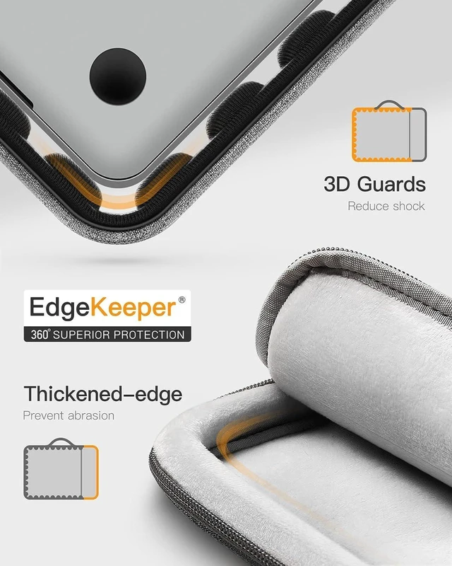 Alt view image 9 of 12 - 13-13.5 Inch 360 Protective Laptop Sleeve Carrying Case Bag Compatible with 13 Inch MacBook Air/Pro M2/M1 2022-2012 14 Inch MacBook Pro M1 2021 M2 2023 Surface Pro X/9/8/7/6/5/4/3 Gray