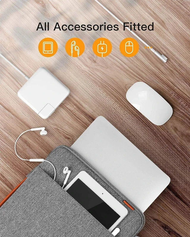 Alt view image 11 of 12 - 13-13.5 Inch 360 Protective Laptop Sleeve Carrying Case Bag Compatible with 13 Inch MacBook Air/Pro M2/M1 2022-2012 14 Inch MacBook Pro M1 2021 M2 2023 Surface Pro X/9/8/7/6/5/4/3 Gray
