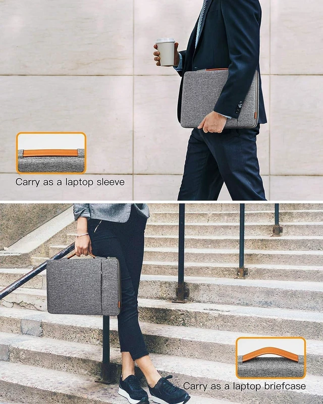 Alt view image 12 of 12 - 13-13.5 Inch 360 Protective Laptop Sleeve Carrying Case Bag Compatible with 13 Inch MacBook Air/Pro M2/M1 2022-2012 14 Inch MacBook Pro M1 2021 M2 2023 Surface Pro X/9/8/7/6/5/4/3 Gray