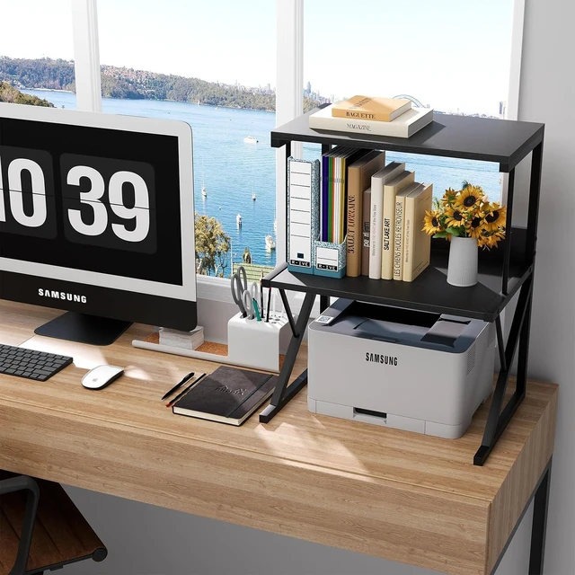Alt view image 13 of 14 - aboxoo Printer Stand for Desk to Save Space, Metal+Wood for Home Office