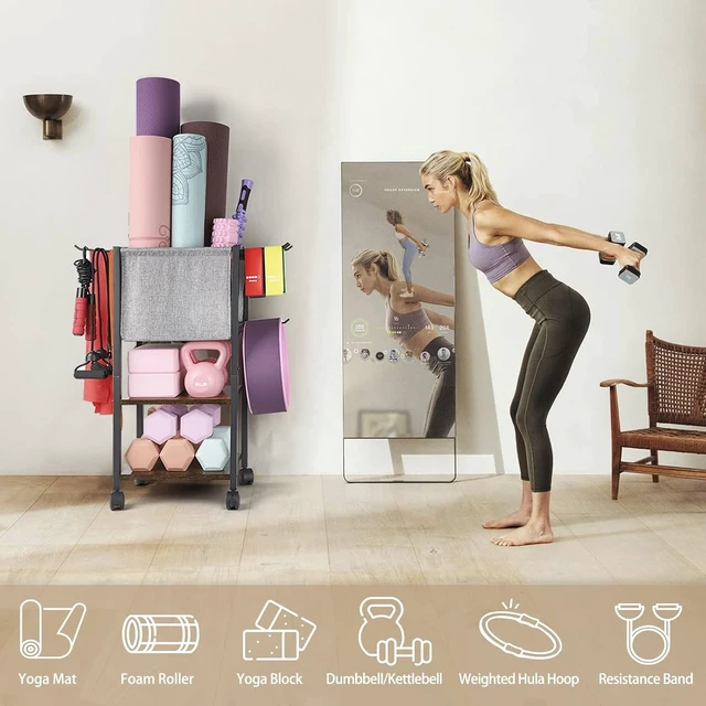 Alt view image 10 of 14 - Yoga Mat Storage Rack Home Gym Equipment Workout Equipment Organizer Yoga Mat Holder for Dumbbell,Kettlebell and More Gym Accessories Gym Essentials Women Men Fitness Exercise Equipment Organization