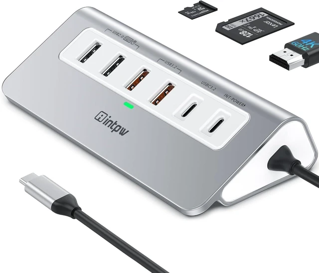 Alt view image 8 of 14 - P9 PRO USB C Hub 10Gbps, 9-in-1 USB C Docking Station with 4K@60Hz HDMI, Type-C & 2 Type-A 3.2, 2 USB-A 2.0, PD 100W, SD/TF Port,Aluminum USB Hub for Laptop, iPhone 17 Series, MacBook Air/Pro