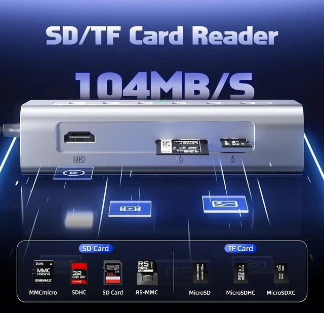 Alt view image 14 of 14 - P9 PRO USB C Hub 10Gbps, 9-in-1 USB C Docking Station with 4K@60Hz HDMI, Type-C & 2 Type-A 3.2, 2 USB-A 2.0, PD 100W, SD/TF Port,Aluminum USB Hub for Laptop, iPhone 17 Series, MacBook Air/Pro