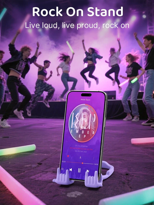 Alt view image 14 of 14 - Stocking Stuffers for Teen Boys Girls Gifts Cell Phone Stand Upgrade Adjustable Rock on Lazy Phone Stand for Desk Cool Funny Gadget Gifts for Christmas Adult Men Women Wife 2Pack Purple Green