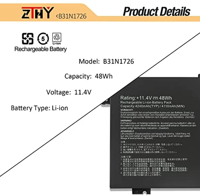 Alt view image 10 of 14 - B31n1726 Laptop Battery Replacement For Asus Tuf Gaming Fx504 Fx504g Fx504gd Fx504ge Fx504gm Fx505 Fx505dt Fx505du Fx505dv Fx505gt Fx505gd Fx505gm Fx80 Fx80g Fx80gd Fx80ge Fx80gm Fx86 Fx86fm