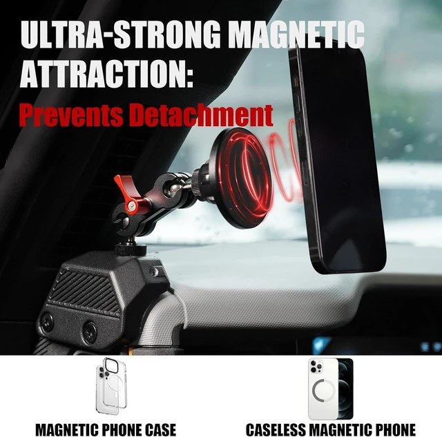 Alt view image 8 of 12 - Mabett Magnetic Phone Holder for Ford Bronco 2021 2022 2023 2024 2025, Adjustable Angles 360°Phone Mount for Bronco Accessories