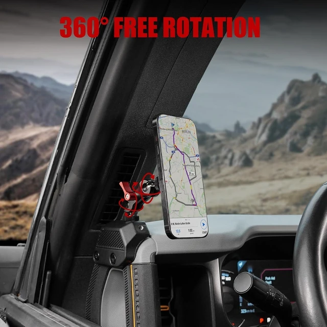 Alt view image 9 of 12 - Mabett Magnetic Phone Holder for Ford Bronco 2021 2022 2023 2024 2025, Adjustable Angles 360°Phone Mount for Bronco Accessories