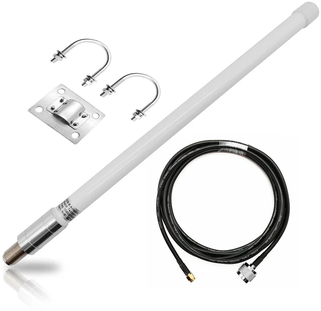 Alt view image 6 of 10 - 1090MHz 978MHz Dual Band ADS-B Antenna N-Type Female Outdoor 5dBi Fiberglass Antennas + 10ft N-Male to SMA-Male Extension Cable