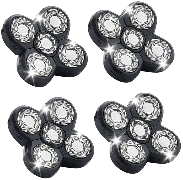 Alt view image 8 of 14 - 4PCS Shaver Replacement Blades,5 Head Shaver Heads for Bald Men,Head and Face Electric Razor Shaver Head