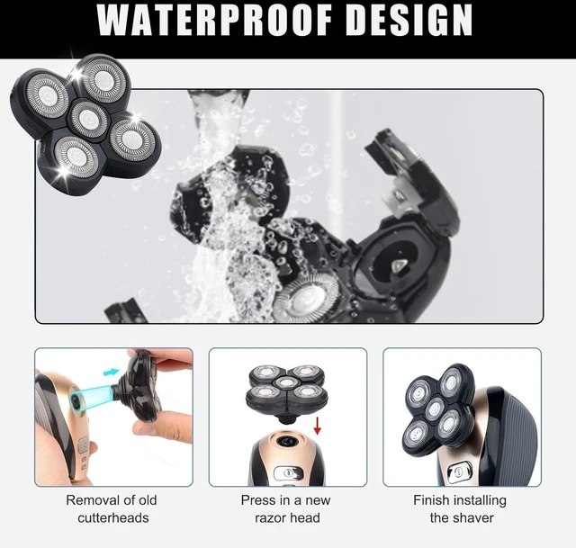 Alt view image 13 of 14 - 4PCS Shaver Replacement Blades,5 Head Shaver Heads for Bald Men,Head and Face Electric Razor Shaver Head