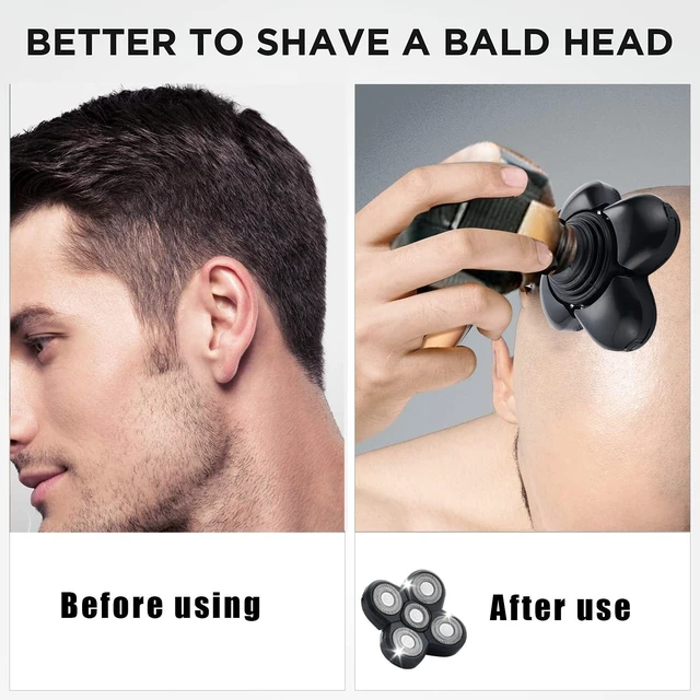 Alt view image 14 of 14 - 4PCS Shaver Replacement Blades,5 Head Shaver Heads for Bald Men,Head and Face Electric Razor Shaver Head