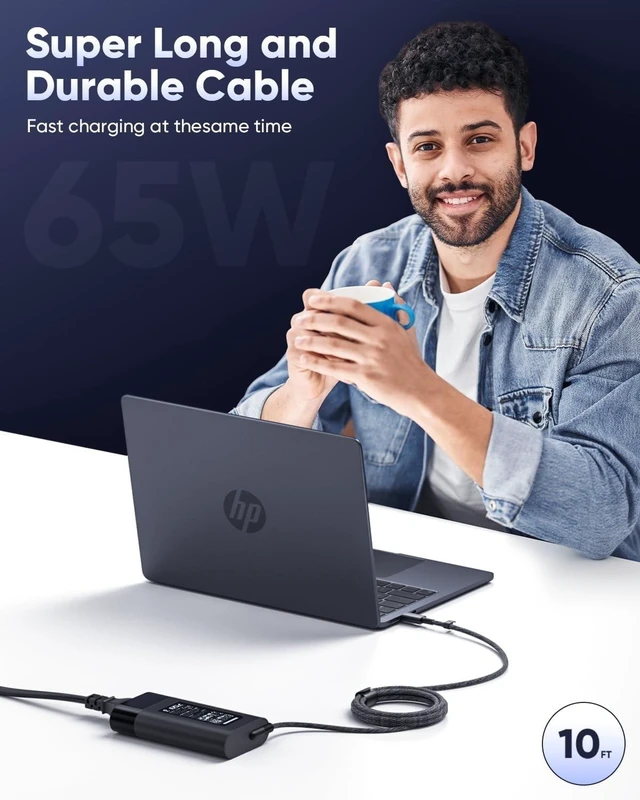 Alt view image 9 of 14 - HP Laptop Charger USB C 65W/45W Type C Power Adapter for HP EliteBook Elite Spectre X360 X2 830 1030 1040 Envy 11 13 14 15 ProBook 430 G6 G7 G8 Chromebook Pavilion 10FT With UK Power Cable