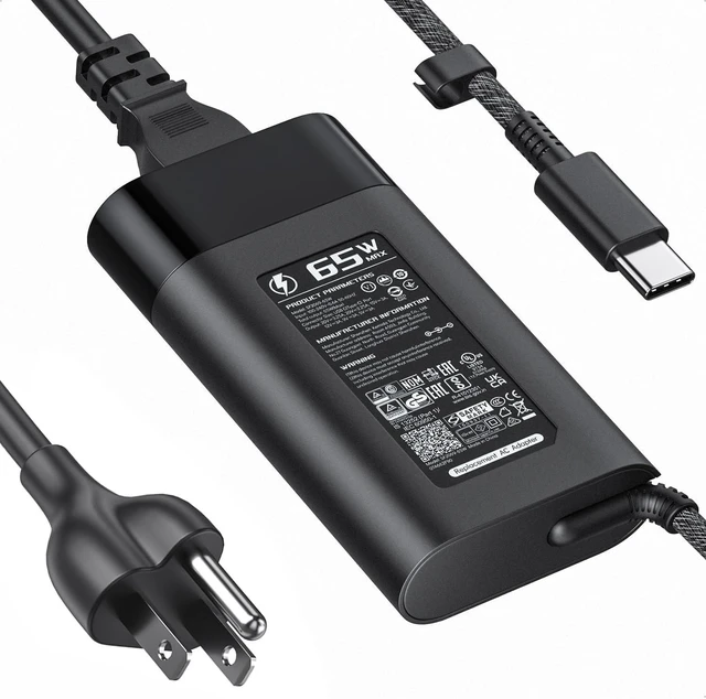 Alt view image 8 of 14 - HP Laptop Charger USB C 65W/45W Type C Power Adapter for HP EliteBook Elite Spectre X360 X2 830 1030 1040 Envy 11 13 14 15 ProBook 430 G6 G7 G8 Chromebook Pavilion 10FT With UK Power Cable