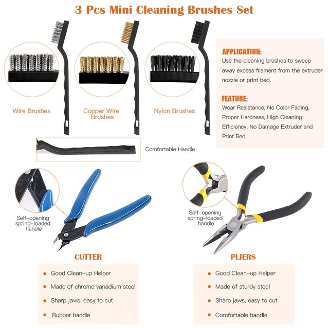Alt view image 12 of 14 - 42 Piece 3D Print Tool Kit Includes Debur Tool, Cleaning and Removal Tool with Storage Bag, 3D Printer Tool Set for Cleaning, Finishing and Printing 3D Prints