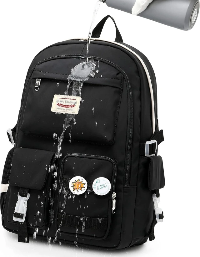 Alt view image 9 of 14 - Classic Diamond School Backpack for Girls Laptop Backpack Cute Bookbag Kawaii College Backpack School Backpacks for Teens Girls Student (Black)