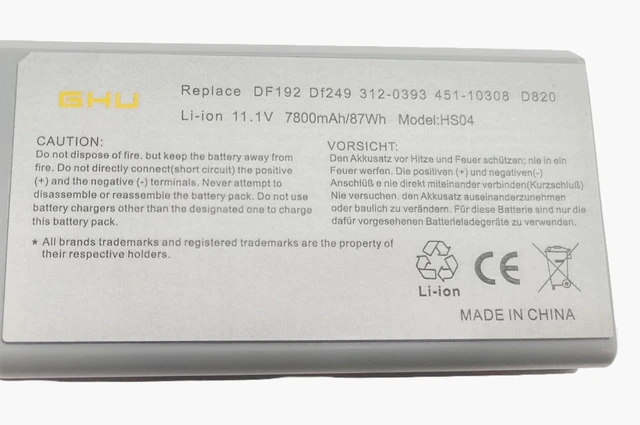 Alt view image 9 of 10 - GHU New Battery 87 WH Replacement for CF623 DF192 MM165 WN979 312-0538 Compatible for Latitude D531 D820 D830 M4300 CF623 CW666 CW674 DF230 DF249 FF231 FF232 Fit GR932 GX047 HR048 HX306 JT784