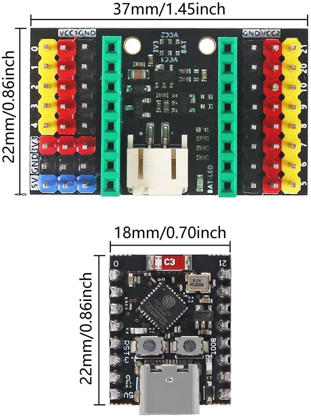 Alt view image 7 of 10 - DWEII 3 Sets ESP32-C3 MINI Development Board ESP32 Supermini Development Board RP2040 Development Board WiFi Bluetooth wtih C3 Expansion Board