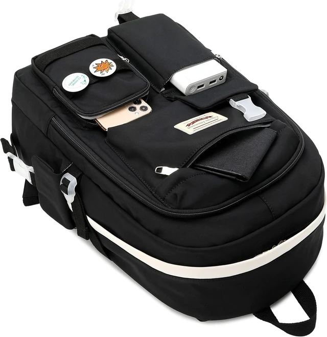 Alt view image 11 of 14 - Classic Diamond School Backpack for Girls Laptop Backpack Cute Bookbag Kawaii College Backpack School Backpacks for Teens Girls Student (Black)