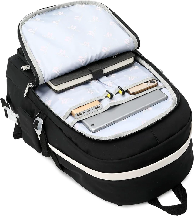 Alt view image 12 of 14 - Classic Diamond School Backpack for Girls Laptop Backpack Cute Bookbag Kawaii College Backpack School Backpacks for Teens Girls Student (Black)
