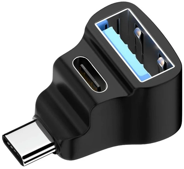 Alt view image 4 of 9 - 1 To 2 USB-C To USB-C USB-A Adapter 20Gbps USB-C Male To USB-C USB-A Female Adapter 8K 60HZ 180 Degree U-shaped for STEAM DECK