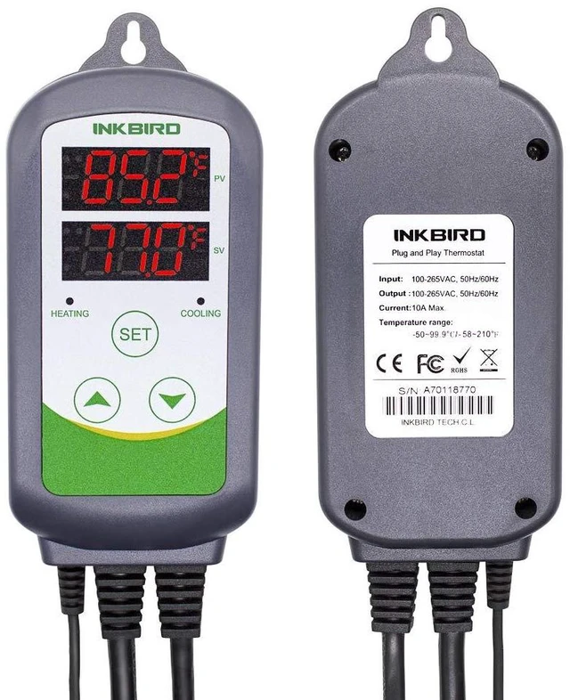 Alt view image 9 of 14 - ITC-308 Digital Temperature Controller 2-Stage Outlet Thermostat Heating and Cooling Mode Carboy Homebrew Fermenter Greenhouse Terrarium 110V 10A 1100W