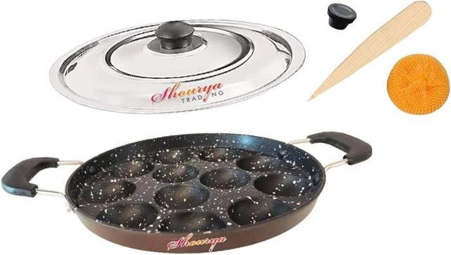 Alt view image 13 of 14 - Non Stick Appam Pan,Appam Maker,12 Pits Appam Maker, Nonstick Appam Pan,Appa Chetty Paniyaram Pan Patra,Tawa Non Stick