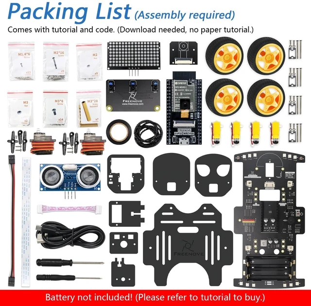 Alt view image 7 of 10 - FREENOVE 4WD Car Kit for ESP32-WROVER CAM (Included), Dual-core 32-bit 240 MHz Microcontroller, Camera, Dot Matrix, Obstacle Avoidance, Line Tracking, Light Tracing, Colorful Light, App