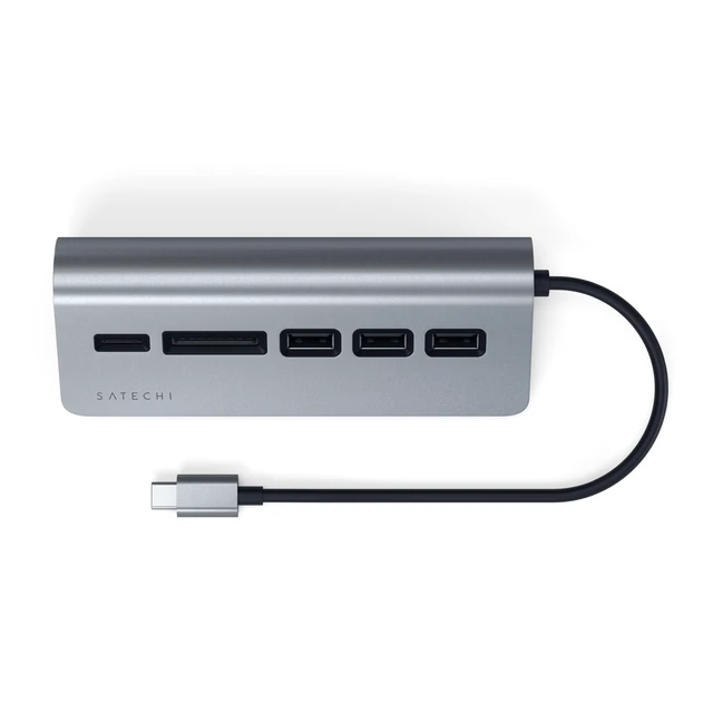 Alt view image 8 of 10 - Satechi USB C Hub for Desktop USB C Hub with 3 USB-A 3.0 Data Ports, Micro/SD Card Readers, USBC Hub MacBook Pro/Air M1 M2 M3, Dell, HP, Surface, Lenovo - Space Gray