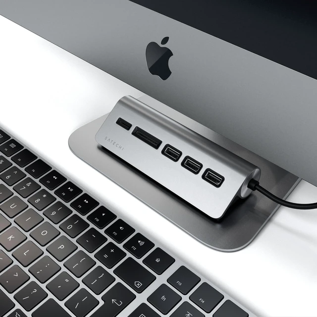 Alt view image 9 of 10 - Satechi USB C Hub for Desktop USB C Hub with 3 USB-A 3.0 Data Ports, Micro/SD Card Readers, USBC Hub MacBook Pro/Air M1 M2 M3, Dell, HP, Surface, Lenovo - Space Gray