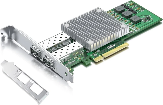 Alt view image 9 of 14 - 10Gb SFP+ PCI-E Network Card with 2m 10G DAC, Dual SFP+ Ports NIC Compare to Broadcom BCM57810S, PCI Express X8, Support Windows Server/Linux/VMware