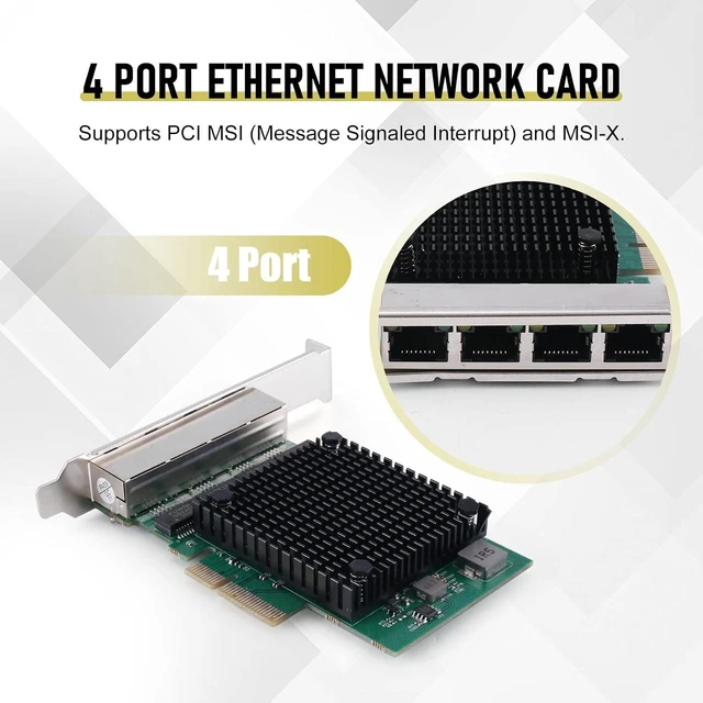 Alt view image 9 of 14 - PCIE X4 2.5G Gigabit Network Card RTL8125B 4 Port Ethernet Network Card Desktop Server Network Card, green, 500251832