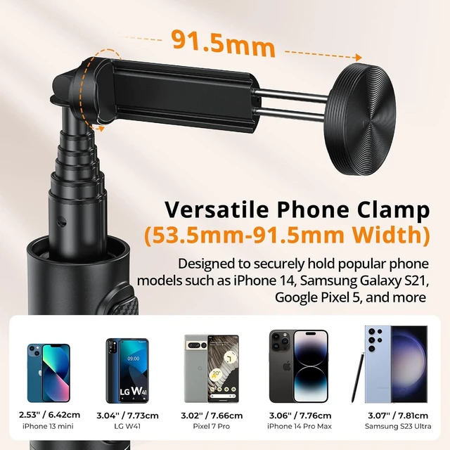 Alt view image 11 of 14 - ATUMTEK Selfie Stick Tripod, All-in-one Extendable Aluminum Phone Tripod with Rechargeable Bluetooth Remote, 360 Rotatable for iPhone 16 Pro Max/15/14/13 Samsung Smartphones, Black