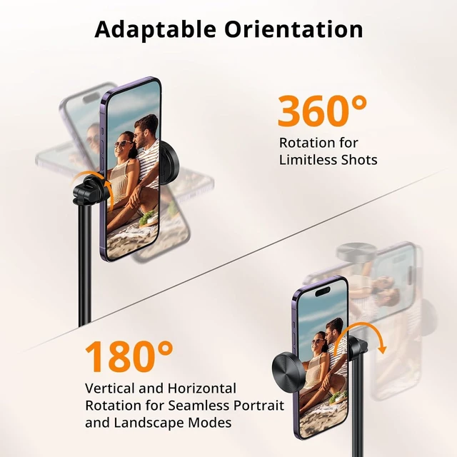 Alt view image 13 of 14 - ATUMTEK Selfie Stick Tripod, All-in-one Extendable Aluminum Phone Tripod with Rechargeable Bluetooth Remote, 360 Rotatable for iPhone 16 Pro Max/15/14/13 Samsung Smartphones, Black