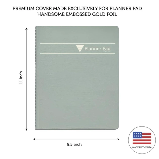 Alt view image 9 of 12 - Spiral Bound July 2026 June 2027 / Academic Year 8 1/2" x 11" Large 3-Tier Funnel Down 12 Month/Weekly Organizer, Greenish Grey Cover/Soft Green Ink