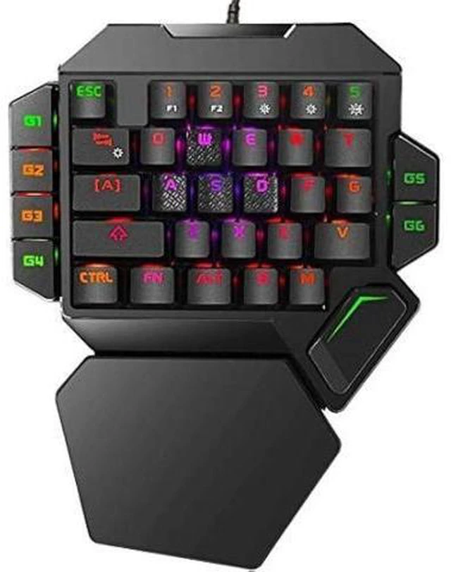 Alt view image 8 of 14 - Cakce RGB One Handed Mechanical Gaming Keyboard,Colorful Backlit Professional Gaming Keyboard with Wrist Rest Support,USB Wired Single Hand Mechanical Keyboard for Game