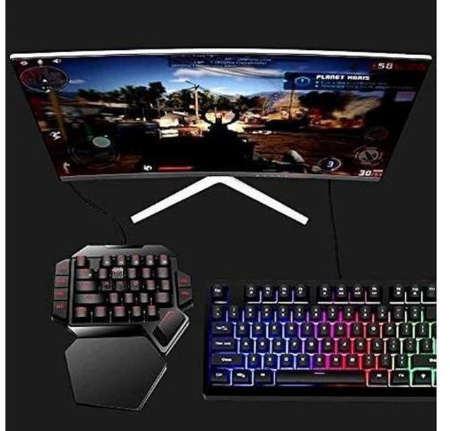 Alt view image 9 of 14 - Cakce RGB One Handed Mechanical Gaming Keyboard,Colorful Backlit Professional Gaming Keyboard with Wrist Rest Support,USB Wired Single Hand Mechanical Keyboard for Game