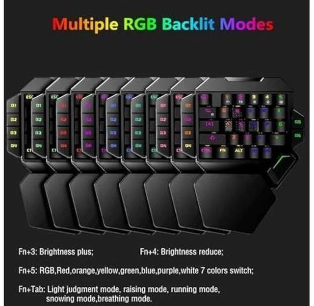 Alt view image 10 of 14 - Cakce RGB One Handed Mechanical Gaming Keyboard,Colorful Backlit Professional Gaming Keyboard with Wrist Rest Support,USB Wired Single Hand Mechanical Keyboard for Game