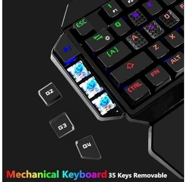 Alt view image 11 of 14 - Cakce RGB One Handed Mechanical Gaming Keyboard,Colorful Backlit Professional Gaming Keyboard with Wrist Rest Support,USB Wired Single Hand Mechanical Keyboard for Game