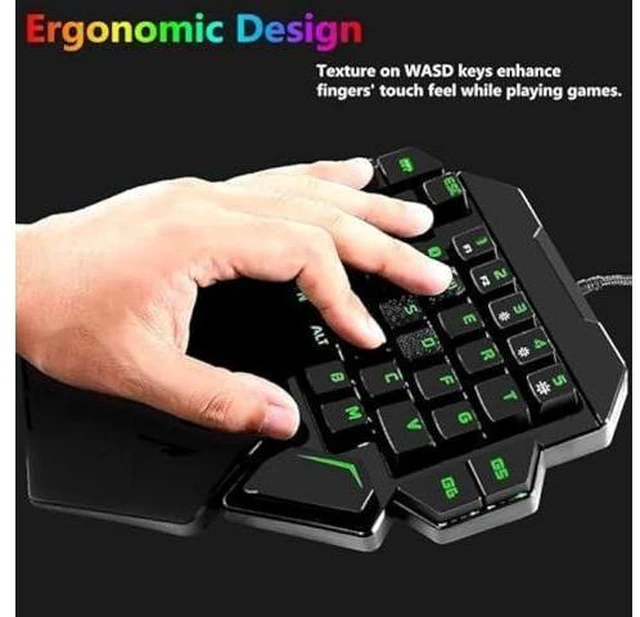 Alt view image 12 of 14 - Cakce RGB One Handed Mechanical Gaming Keyboard,Colorful Backlit Professional Gaming Keyboard with Wrist Rest Support,USB Wired Single Hand Mechanical Keyboard for Game