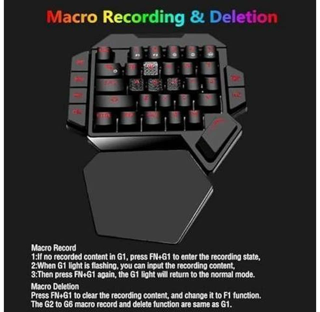Alt view image 13 of 14 - Cakce RGB One Handed Mechanical Gaming Keyboard,Colorful Backlit Professional Gaming Keyboard with Wrist Rest Support,USB Wired Single Hand Mechanical Keyboard for Game