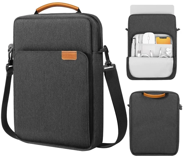Alt view image 6 of 10 - MoKo 13.3-14 Inch Laptop Sleeve Bag Fits MacBook Pro M3/M2 14" 2023, MacBook Pro 13" M2, New MacBook Air 13.6" M3/M2 2024/2022,Tab S8 Ultra 14.6",Handle Carrying Case with Shoulder Strap, Black & Gray