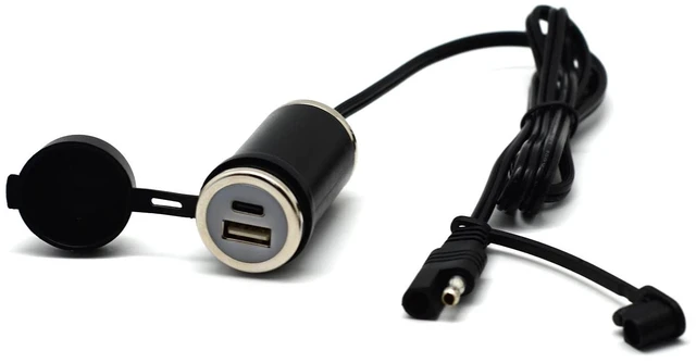 Alt view image 6 of 10 - Cliff Top Motorcycle SAE to USB Adapter Cable 36W PD USB C and QC 3.0 Waterproof Dual USB Kit