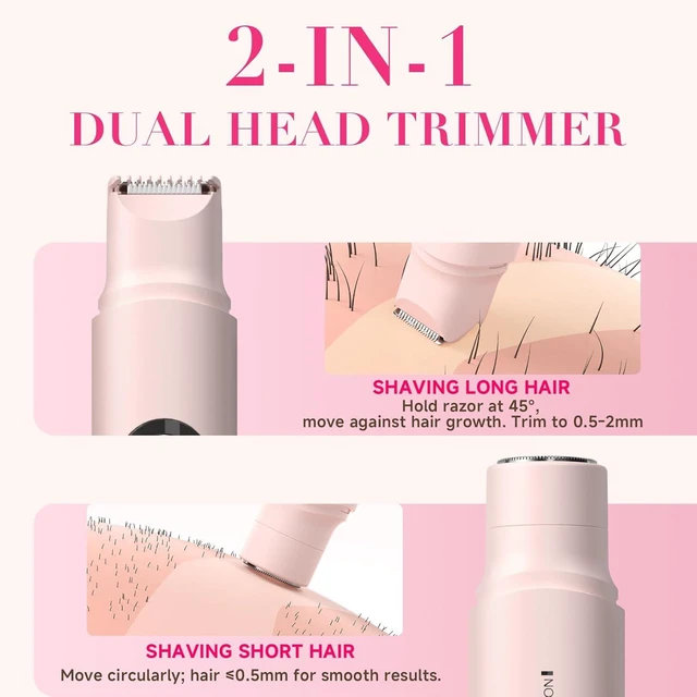 Alt view image 10 of 14 - Bikini Trimmer for Women-Electric Razors for Women,Rechargeable Pubic Body Hair Trimmer,Waterproof Electric Shaver,Portable Lady Bikini Shaver for Legs, Body,Armpit, Facial, Gifts for Woman, Pink