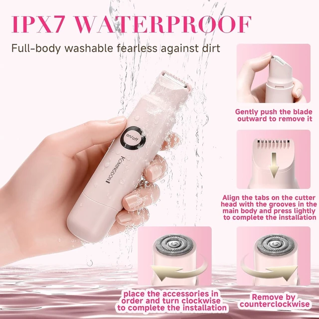 Alt view image 11 of 14 - Bikini Trimmer for Women-Electric Razors for Women,Rechargeable Pubic Body Hair Trimmer,Waterproof Electric Shaver,Portable Lady Bikini Shaver for Legs, Body,Armpit, Facial, Gifts for Woman, Pink