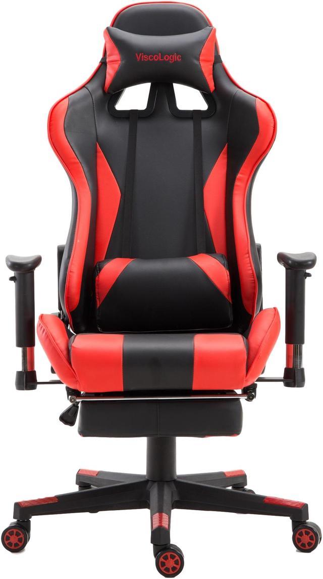 viscologic speedx ergonomic faux leather gaming chair with footrest