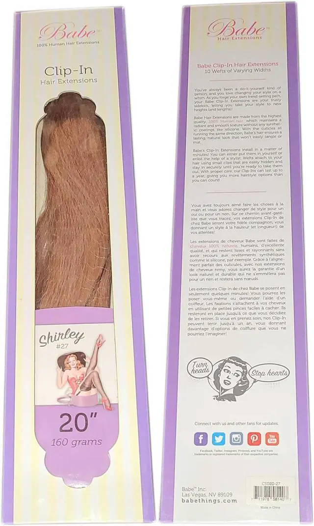 Alt view image 3 of 3 - Babe 20 Inch Clip-In ( Shirley ) #27 100% Human Hair Extensions 10 Wefts Of Varying Widths 160g