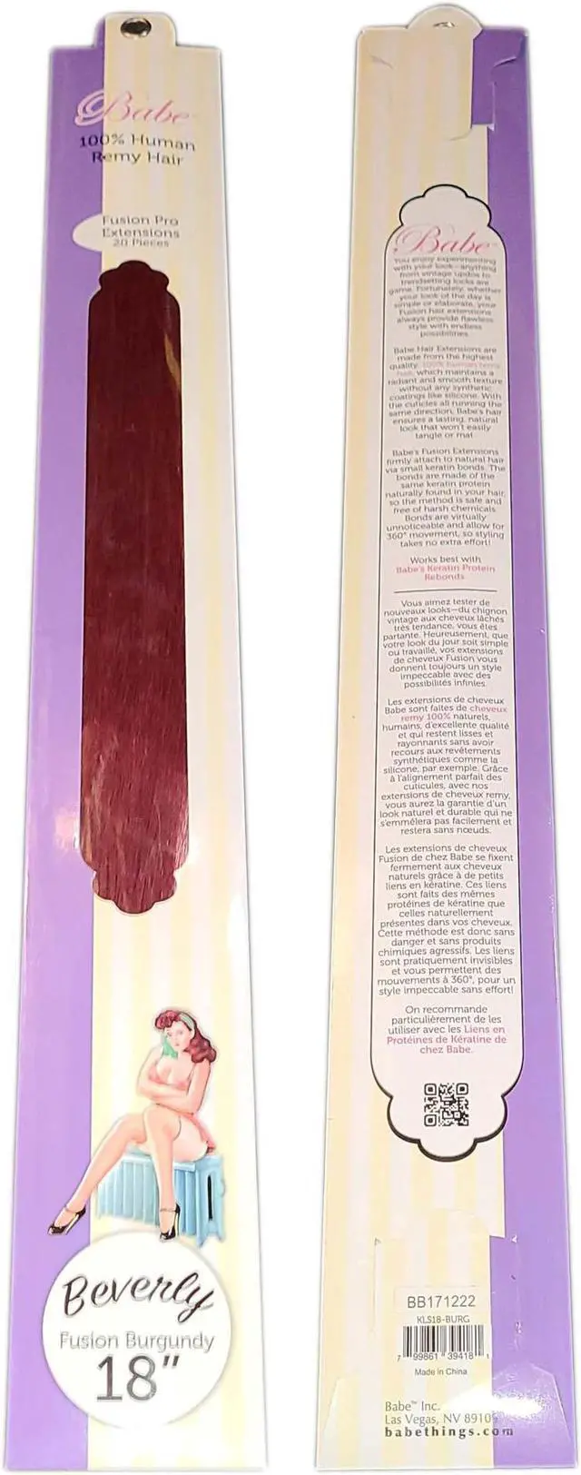 Main image of Babe Fusion Pro Extensions 18 Inch Beverly #Burgundy 20 Pieces 100% Human Remy Hair
