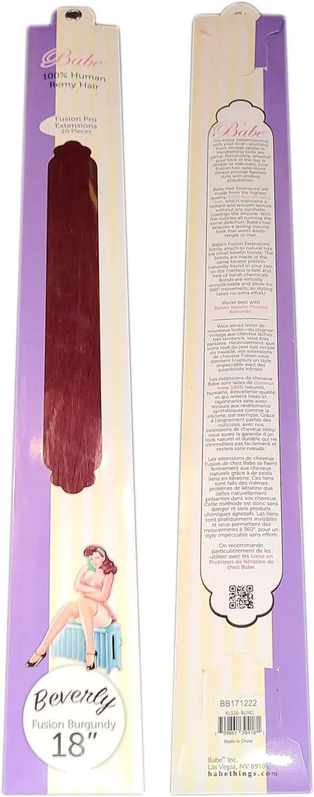 Alt view image 3 of 3 - Babe Fusion Pro Extensions 18 Inch Beverly #Burgundy 20 Pieces 100% Human Remy Hair