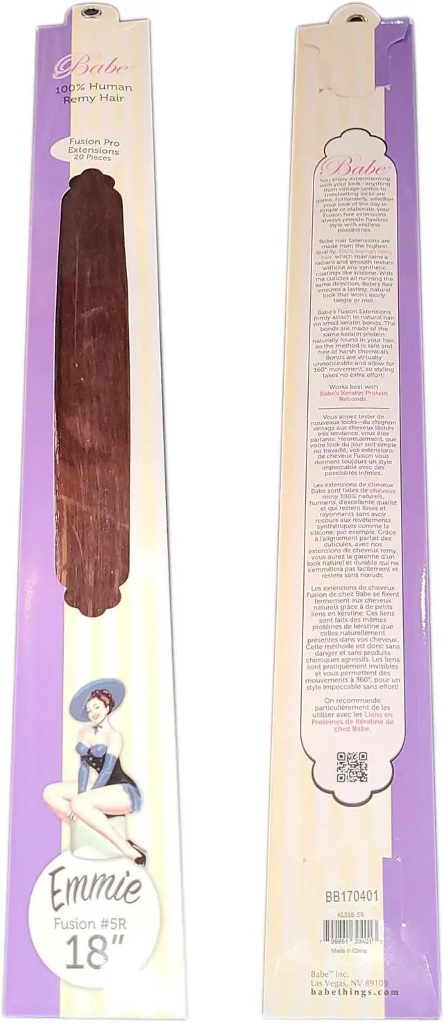 Main image of Babe Fusion Pro Extensions 18 Inch Emmie #5R 20 Pieces 100% Human Remy Hair